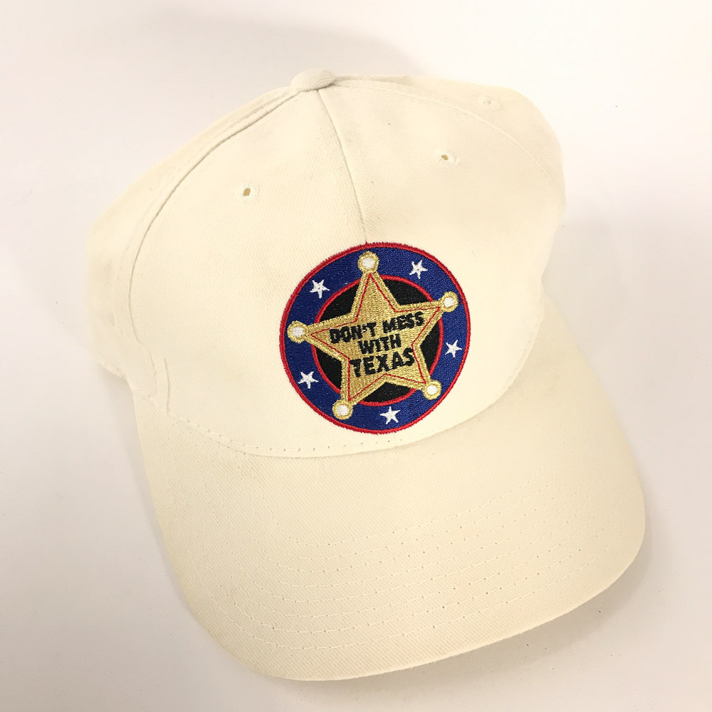 Don't Mess With Texas hat star badge on off white cap